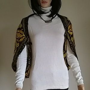 Silk black and gold scarf brilliant sparkly